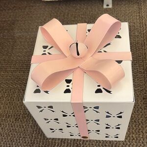 White Gift Box with Pink Ribbon